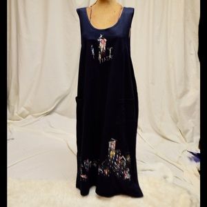 Hand painted navy blue dress